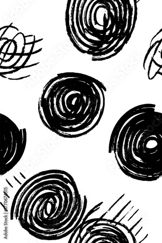 Minimalist abstract black and white concentric circle pattern design