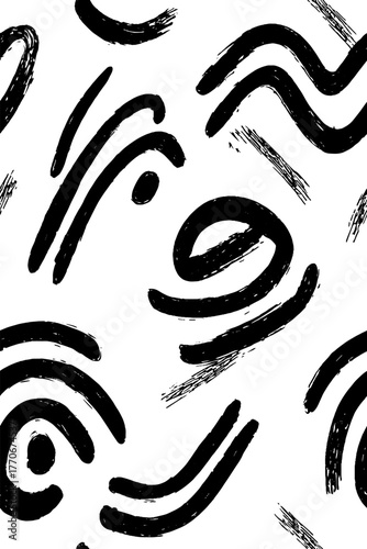 Minimalist abstract black and white pattern with concentric wavy designs for creative backgrounds