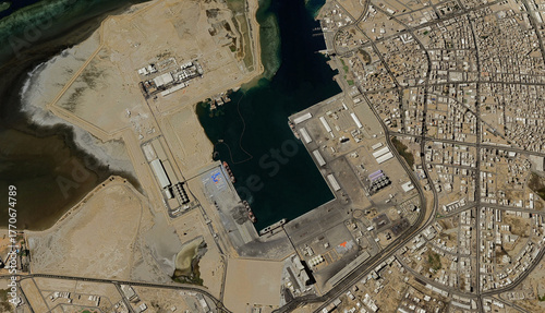 Yanbu al-Bahr in Saudi Arabia, aerial view of a drone on the Red Sea in August 2025