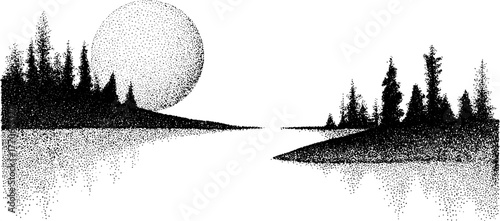 Serene moonlit landscape with icy reflections for minimalist designs