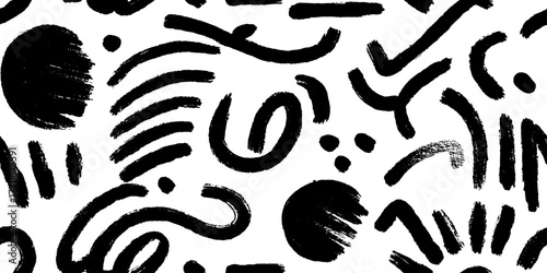 Minimalist abstract black and white pattern with dotted traces for modern design