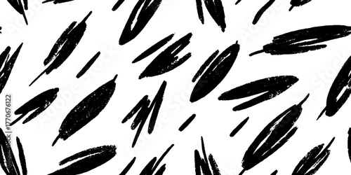 Minimalist abstract feather pattern in black and white for modern design