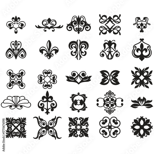 Fleur de lys icons set. Heraldic symbol