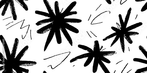 Minimalist abstract black and white star pattern for festive decoration