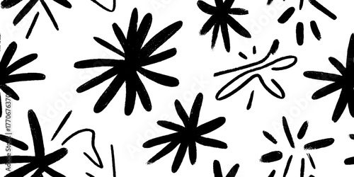 Minimalist abstract black and white star pattern for festive design