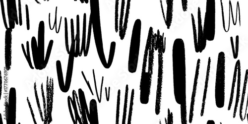 Minimalist abstract pattern with black and white brush strokes for modern design