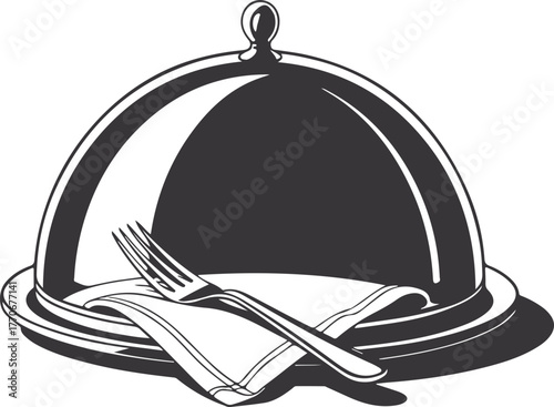 Cloche Dish and Fork Icon