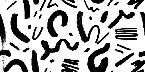 Minimalist abstract black and white hand-drawn hat pattern design for modern decor