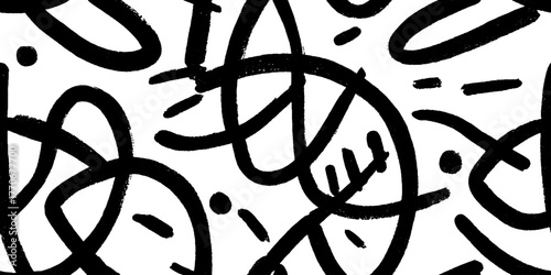 Minimalist abstract black and white pattern featuring infinity symbol for modern art design