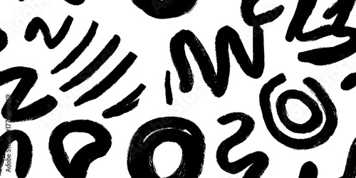 Minimalist abstract ink stains pattern in black and white for artistic design