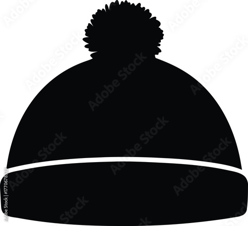 Winter hat with pom pom vector icon