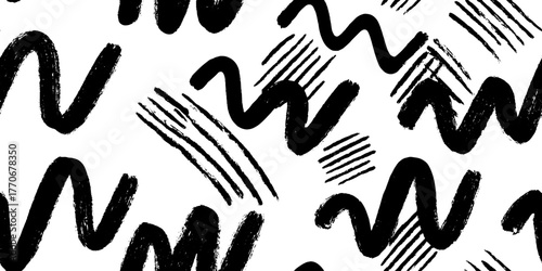 Minimalist black and white linear wave pattern for modern design