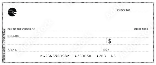 Bank check, vector blank money cheque, checkbook template with guilloche pattern and fields. Currency payment coupon, money check background	