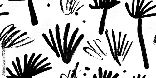 Minimalist abstract black and white mushroom pattern for modern design concepts