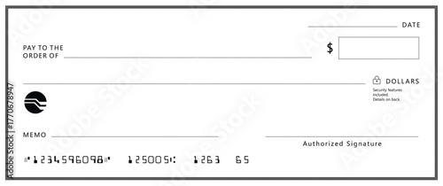 Bank check, vector blank money cheque, checkbook template with guilloche pattern and fields. Currency payment coupon, money check background	