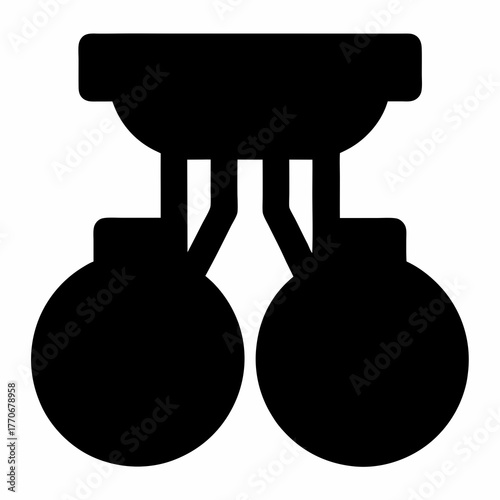 Silhouette of vintage style ceiling light with two spherical shades hanging down