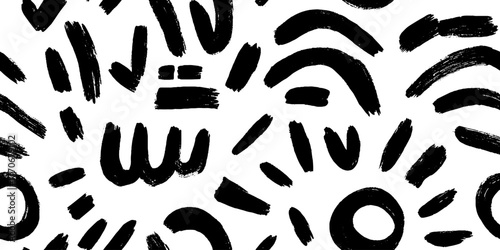 Minimalist abstract pattern with oranges hand-drawn in black and white for modern design