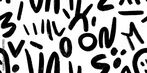 Minimalist abstract black and white hand-drawn pattern with peas theme for modern design