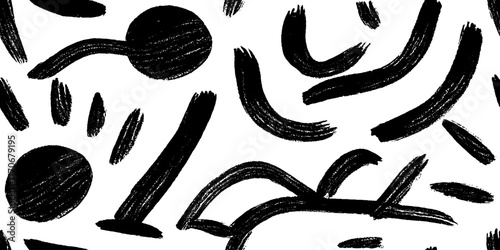 Minimalist abstract black and white peas pattern for modern design