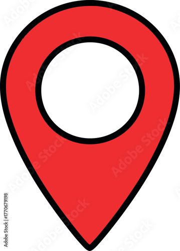 Stylized red GPS marker icon, signifying exact positions, important places, and navigation waypoints, perfect for modern digital mapping applications and UI design