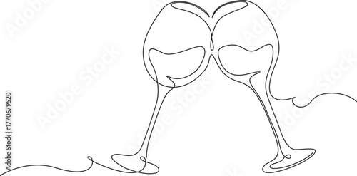 lineart of two glasses. cheers illustration vector