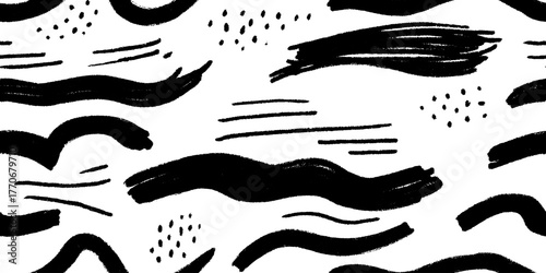 Minimalist black and white abstract sea wave pattern for artistic design