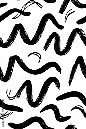 Minimalist abstract black and white pattern of sea waves design for creative projects