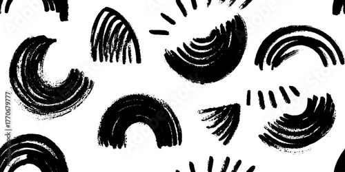 Minimalist abstract black and white semicircle pattern for modern background design