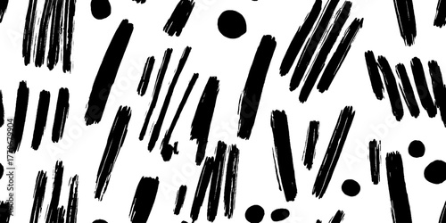Minimalist black and white abstract brushstroke pattern for artistic design