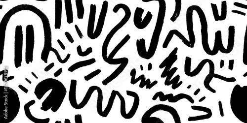 Monochrome abstract chaos with minimalist black and white hatches for modern design