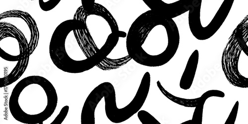 Minimalist abstract black and white hand-drawn spoon pattern design