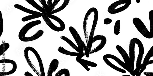 Minimalist black and white strawberry pattern for modern design
