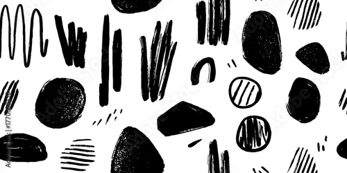 Minimalist abstract black and white stone pattern for modern design