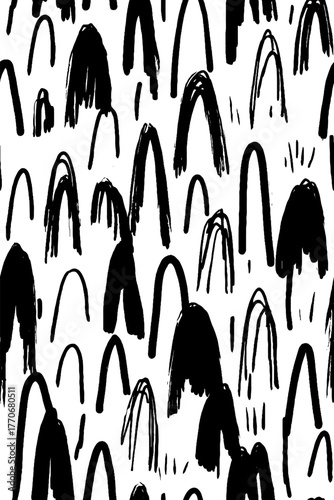 Minimalist black and white abstract pattern with vertical arches - design for backgrounds and prints