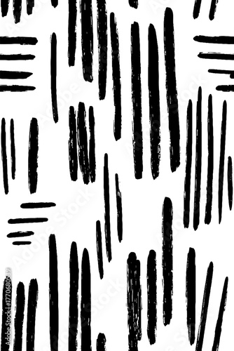 Minimalist abstract vertical brushstroke pattern in black and white for modern design