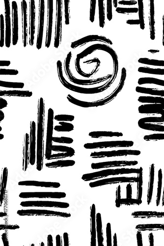 Minimalist abstract black and white vertical spiral pattern for modern design