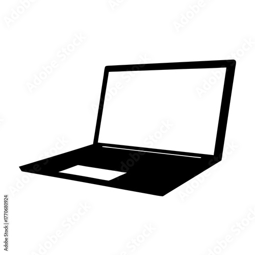 Black and White Laptop Icon Representing Modern Portable Computer Technology