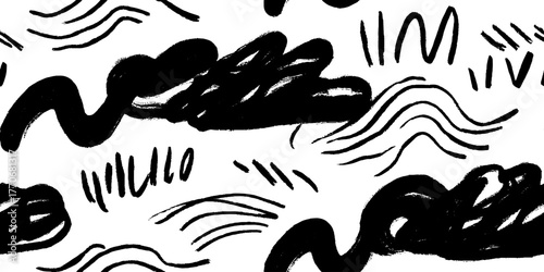 Minimalist abstract black and white wave pattern for modern design