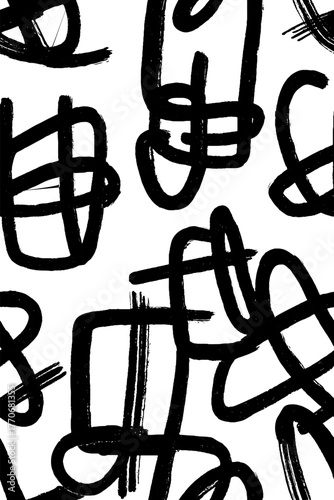 Minimalist abstract black and white wavy intersecting pattern for modern design