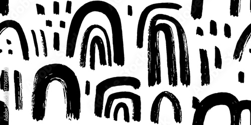 Minimalist abstract black and white window pattern design for creative prints