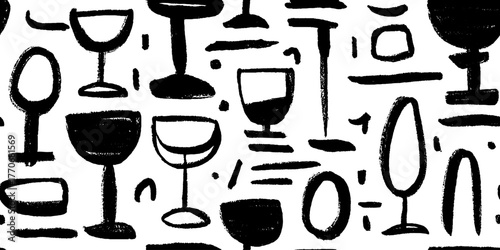 Minimalist abstract wine glass pattern for modern design and decor