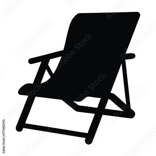 Black Silhouette Illustration of a Relaxing Lounge Chair for Summer Holidays