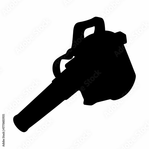 Detailed silhouette image showcasing a handheld leaf blower and yard tool
