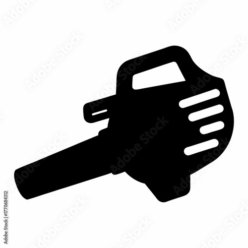 Silhouette of a leaf blower machine with handle and air vents