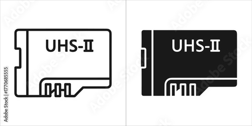Black line micro sd card icon computer memory storage symbol