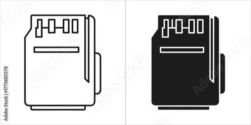 Black and white illustration of a memory card for websites