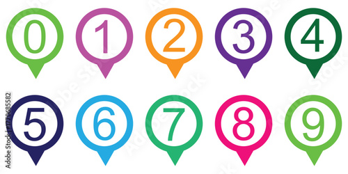Numbered Location Pin Icon Set – 1 to 20 Map Marker Symbols for Navigation and Step-by-Step Guide