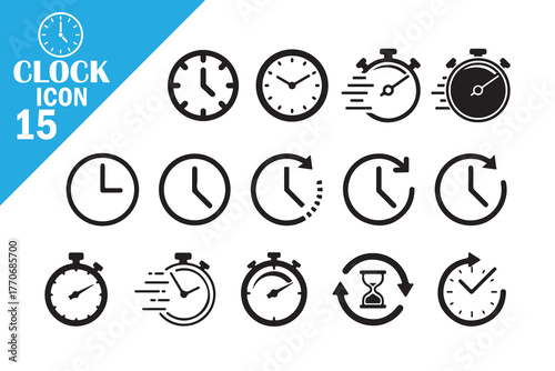 Stopwatch, Alarm, and Clock Symbols Set
