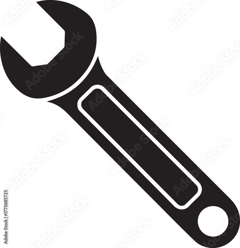 Black and white illustration of a wrench tool