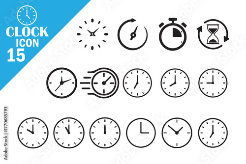 Flat Design Timer and Countdown Icons
